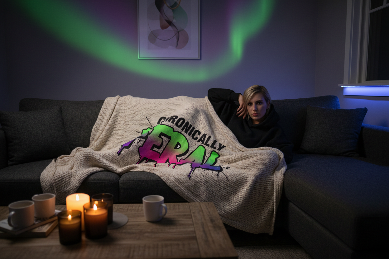Chronically Feral Bold Drip Blanket Lifestyle