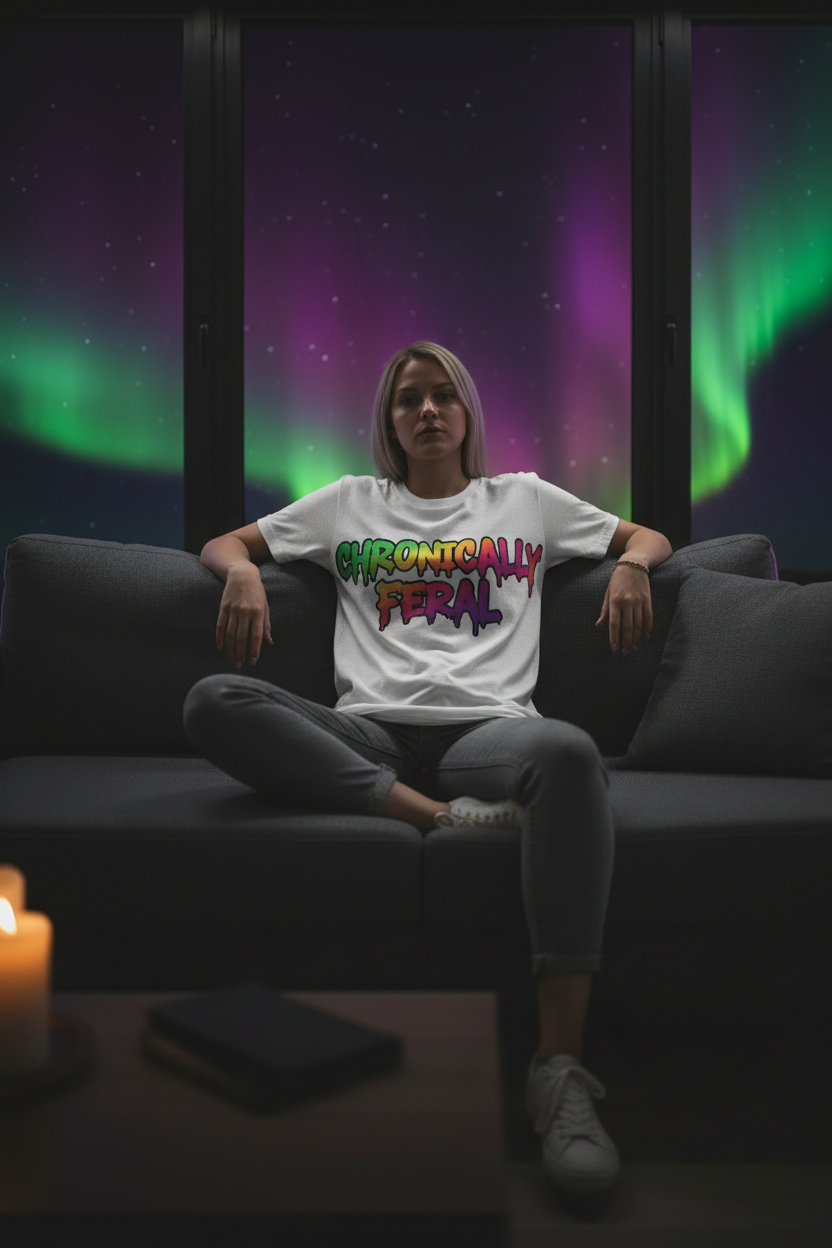Chronically Feral Rainbow Drip Tee Lifestyle