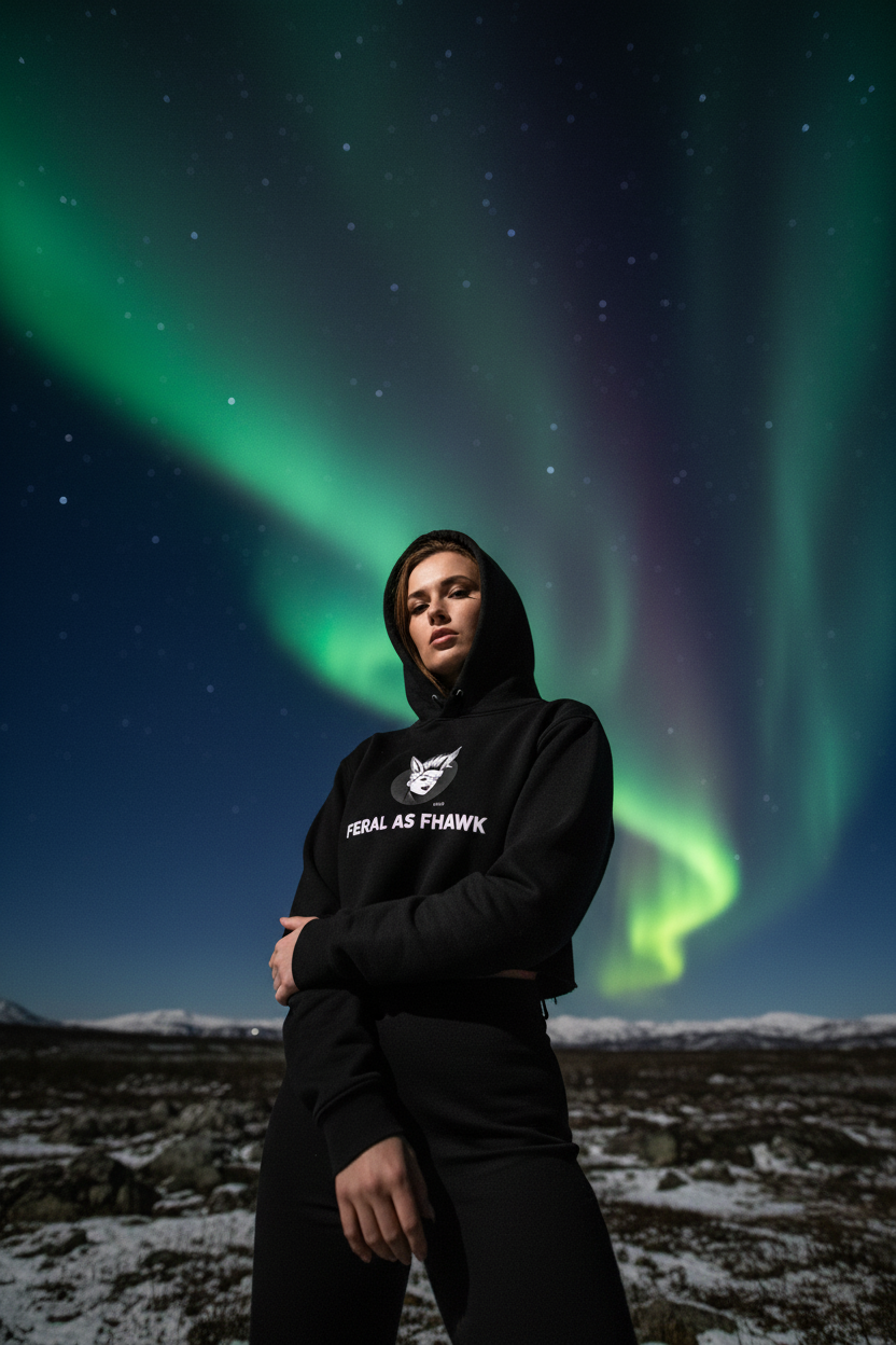 Feral as Fhawk Crop Hoodie with Logo