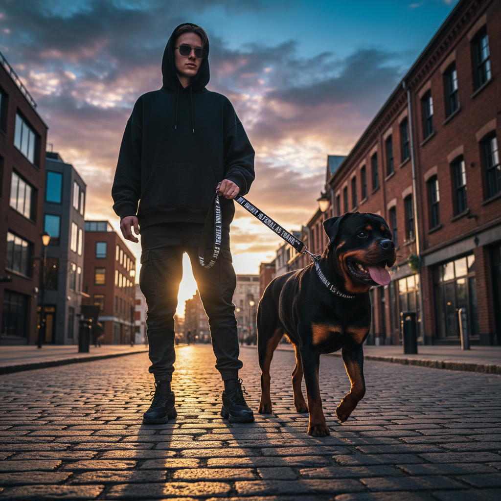 Feral as Fhawk™ Pet Leash Lifestyle – Text on Leash