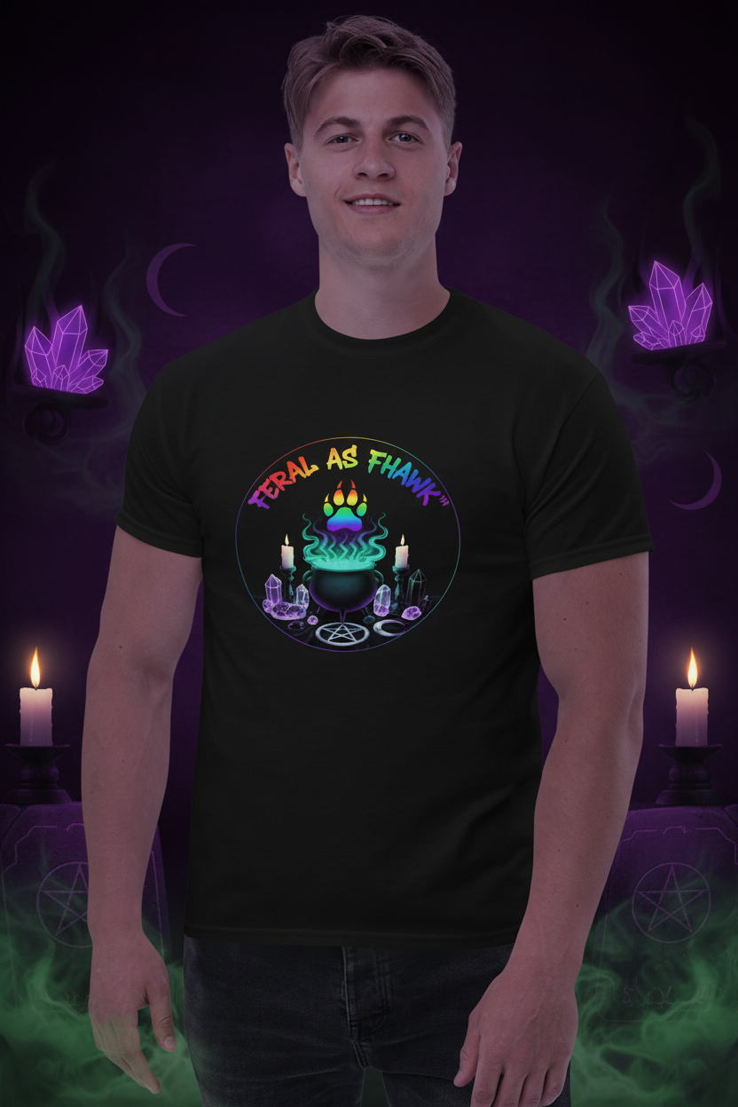Feral as Fhawk Witchy Cauldron Halloween Tee Lifestyle