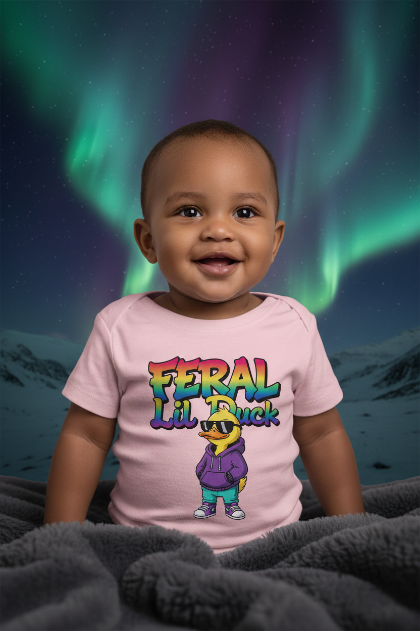 FERAL Lil Duck™ FERAL SPAWN Baby Tee — Northern Lights Redo