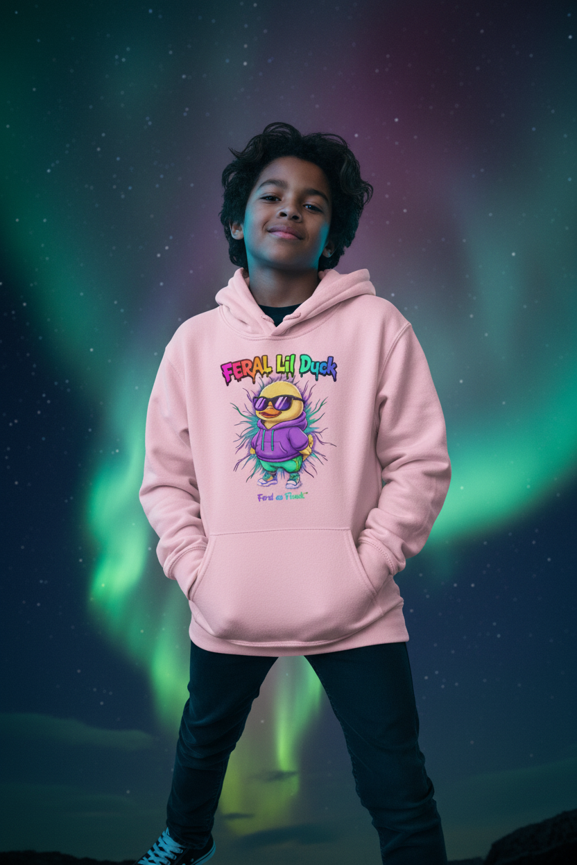 FERAL Lil Duck™ FERAL YOUTH Hoodie — Northern Lights Redo