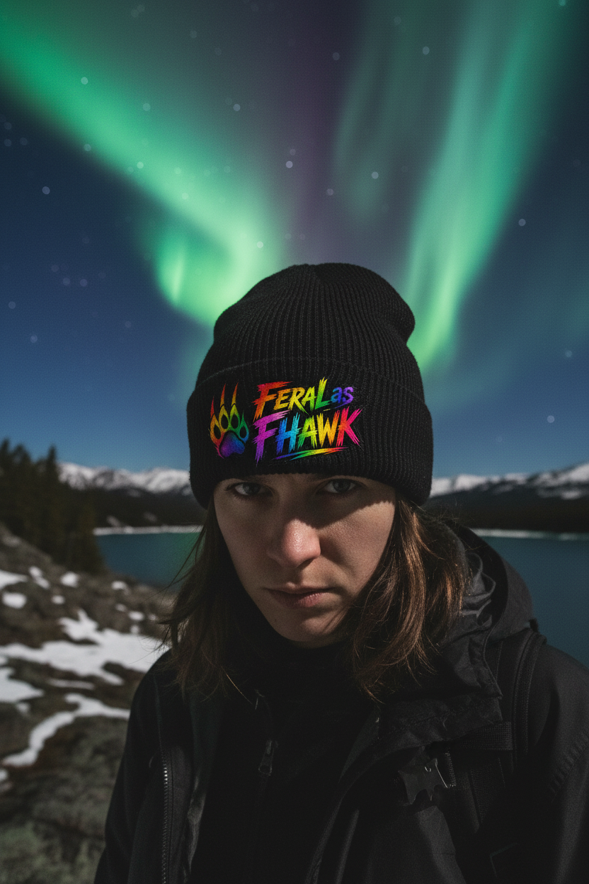 Feral Rainbow Logo Embroidered Beanie