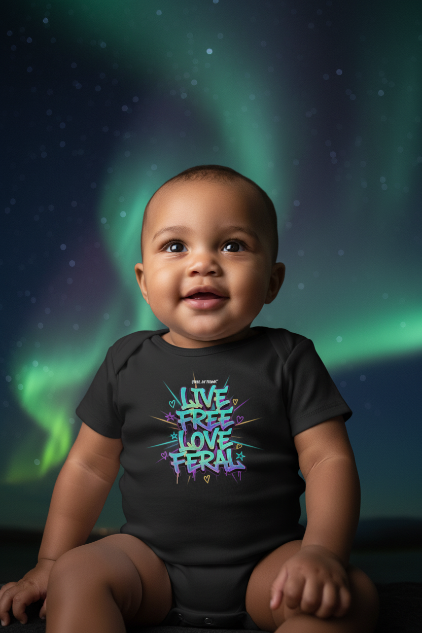 Live Free Love Feral™ FERAL SPAWN Baby Bodysuit — Northern Lights Redo